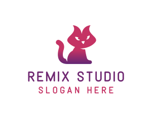 Purple Cat Kitten logo design