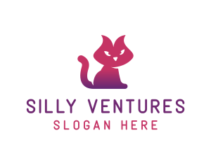 Purple Cat Kitten logo design