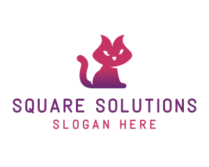 Purple Cat Kitten logo design