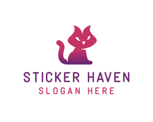 Purple Cat Kitten logo design