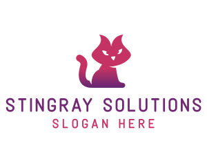 Purple Cat Kitten logo design