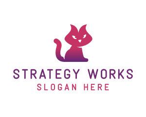 Purple Cat Kitten logo design