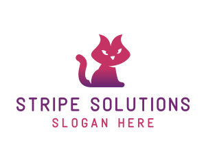 Purple Cat Kitten logo design