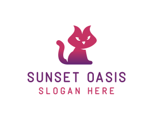 Purple Cat Kitten logo design