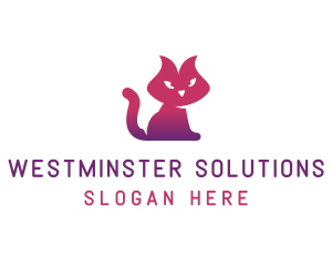 Purple Cat Kitten logo design