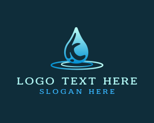 H2o - Water Splash Letter K logo design