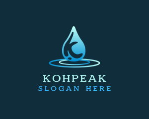 Water Splash Letter K logo design