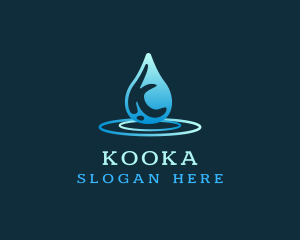 Water Splash Letter K logo design