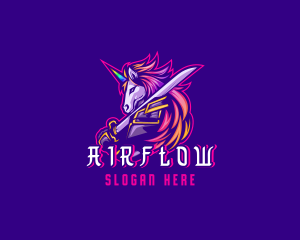 Samurai Rainbow Unicorn logo design