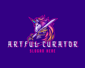 Samurai Rainbow Unicorn logo design