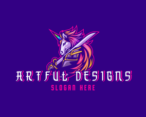 Samurai Rainbow Unicorn logo design