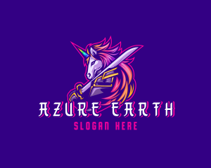 Samurai Rainbow Unicorn logo design