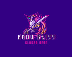 Samurai Rainbow Unicorn logo design