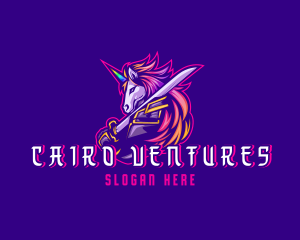 Samurai Rainbow Unicorn logo design