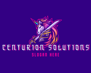 Samurai Rainbow Unicorn logo design