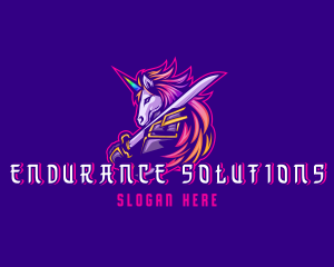 Samurai Rainbow Unicorn logo design