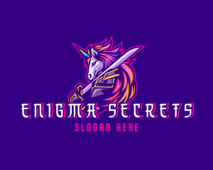 Samurai Rainbow Unicorn logo design