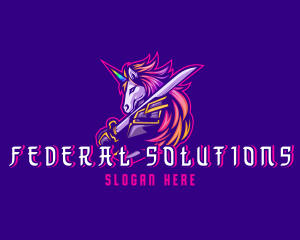 Samurai Rainbow Unicorn logo design