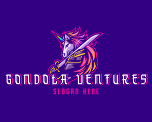 Samurai Rainbow Unicorn logo design