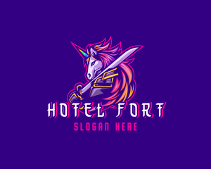 Samurai Rainbow Unicorn logo design