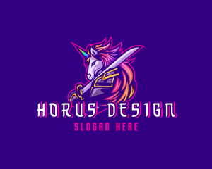 Samurai Rainbow Unicorn logo design