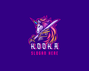 Samurai Rainbow Unicorn logo design