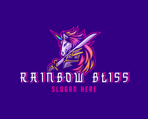 Samurai Rainbow Unicorn logo design