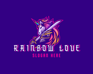 Samurai Rainbow Unicorn logo design