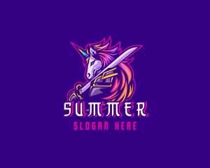 Samurai Rainbow Unicorn logo design