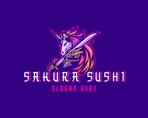 Samurai Rainbow Unicorn logo design