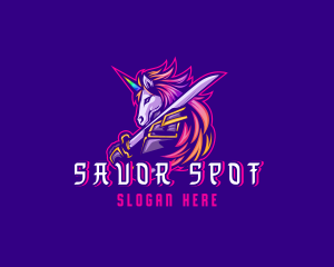 Samurai Rainbow Unicorn logo design