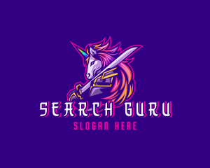 Samurai Rainbow Unicorn logo design