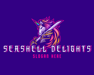 Samurai Rainbow Unicorn logo design