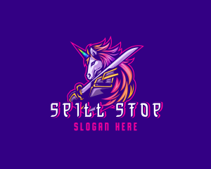 Samurai Rainbow Unicorn logo design