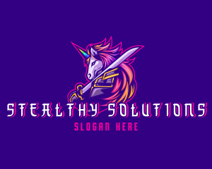 Samurai Rainbow Unicorn logo design