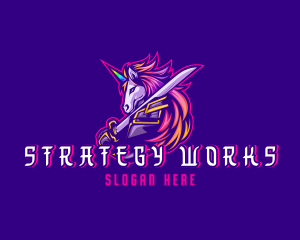 Samurai Rainbow Unicorn logo design