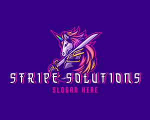 Samurai Rainbow Unicorn logo design