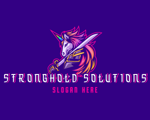 Samurai Rainbow Unicorn logo design