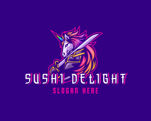 Samurai Rainbow Unicorn logo design