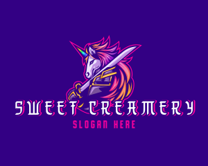 Samurai Rainbow Unicorn logo design