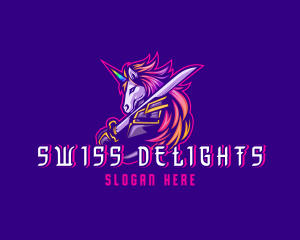 Samurai Rainbow Unicorn logo design