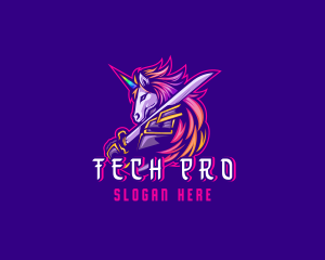 Pc - Samurai Rainbow Unicorn logo design