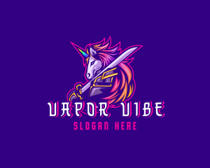 Samurai Rainbow Unicorn logo design