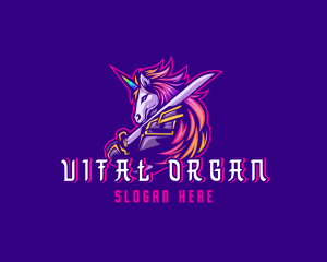 Samurai Rainbow Unicorn logo design