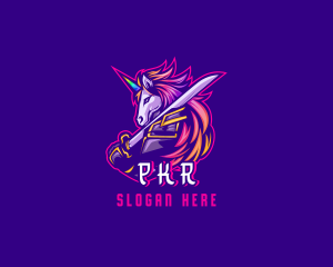 Samurai Rainbow Unicorn logo design