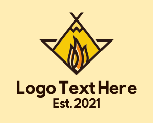 Outdoor Camping - Fire Camping Adventure logo design