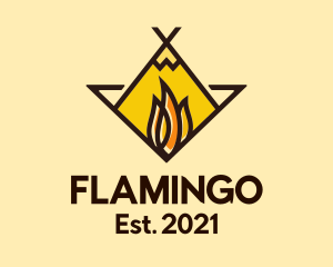 Campground - Fire Camping Adventure logo design