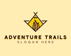 Fire Camping Adventure logo design