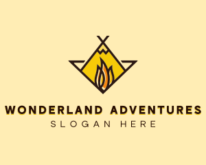 Fire Camping Adventure logo design