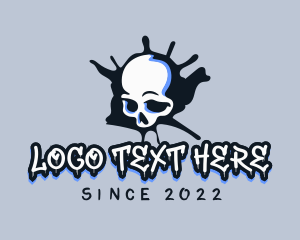 Spooky - Skull Skate  Graffiti logo design